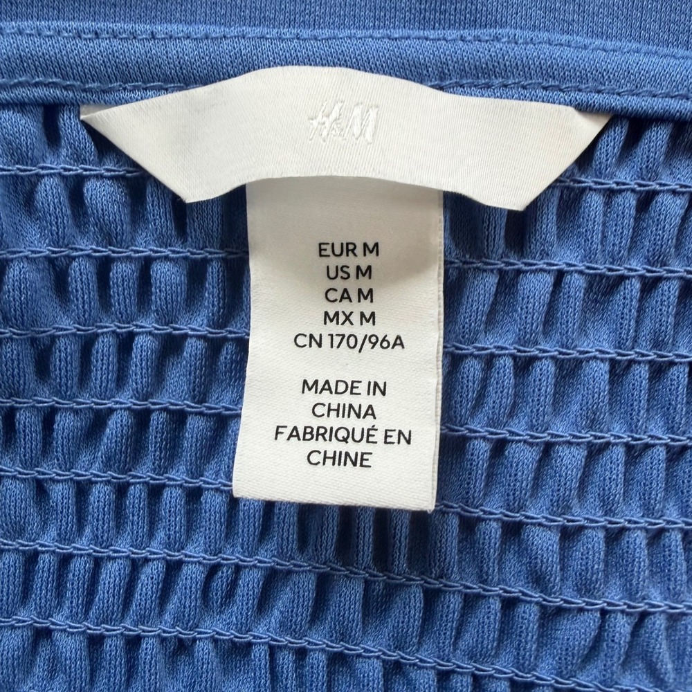 H&M Blue Twist Front Spaghetti Strap Dress Medium Coastal Summer Vacation Travel - Picture 4 of 10